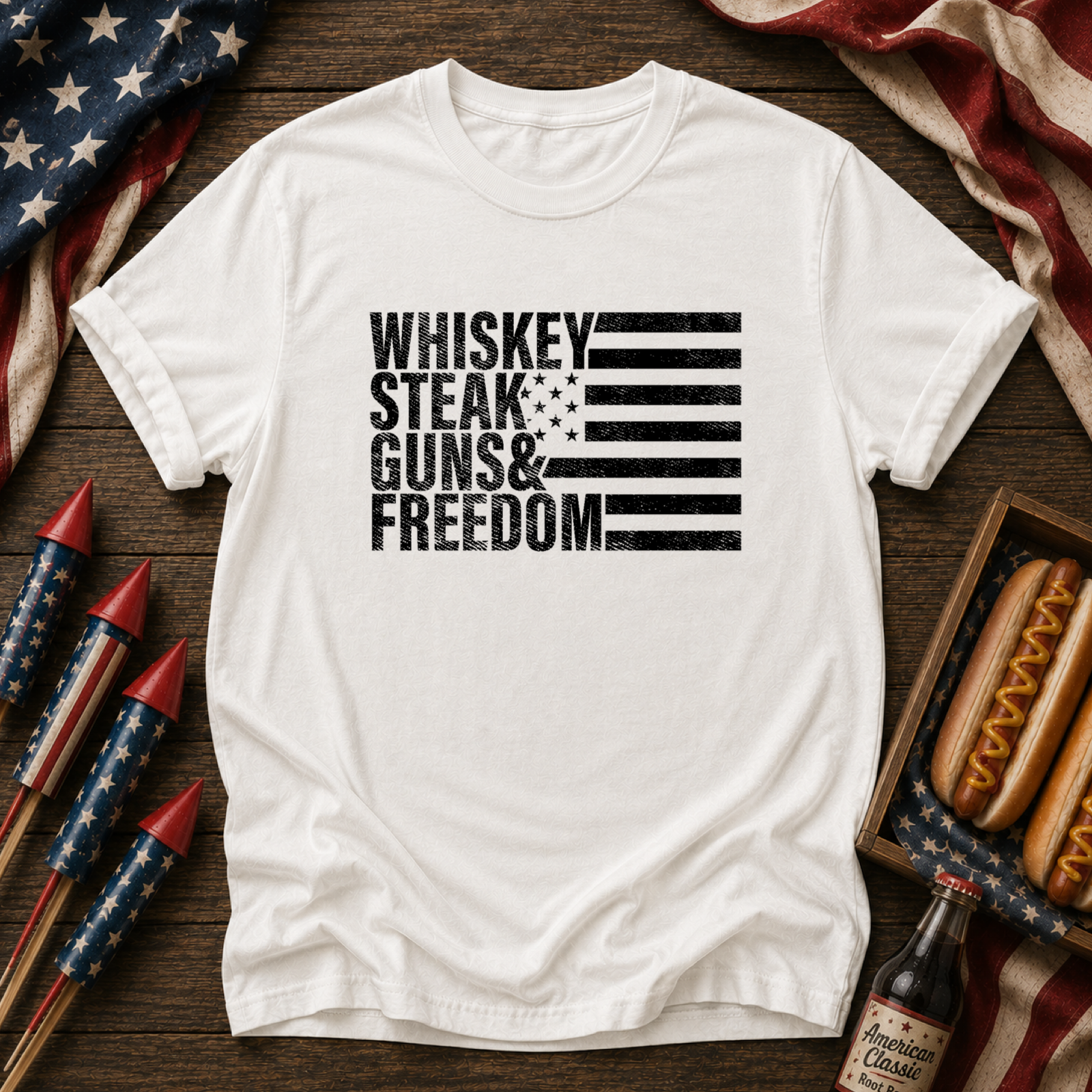 Whiskey Steak Guns & FREEDOM Tee